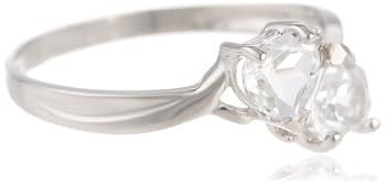 10k White Gold White Topaz and Diamond Heart Ring (0.02 cttw, I-J Color, I1 Clarity)