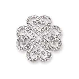 Rhodium-plated CZ Clover Pin