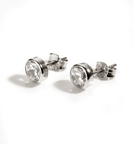 9ct White Gold 5mm Embedded Jewel Earrings