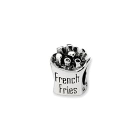 French Fries Charm in Sterling Silver for Pandora, Kera and other 3mm Bracelets