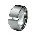 High Polished Stainless Steel Ring With 1 Cubic Zirconia