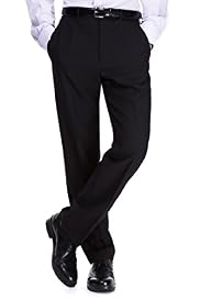 Straight Leg Flat Front Plain Trousers