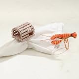 New England Coastal Lobster and Trap Napkin Rings - Set of 4