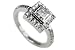 Jewelry : 18K White Gold Ring, Enhanced with a Princess-Cut Diamond Center and Surrounded by Pave Set Diamonds.