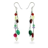 Eve's Addiction Sterling Silver Genuine Multi Color Stone Earrings