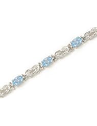 14K White Gold Oval Aquamarine Bracelet