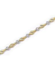 14kt Yellow Gold Wavy Double Bar Bezel Set Diamond Bracelet 0.12ct TW