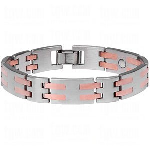 Sabona duet ss/copr bar bracelet slv/cpr lg 7.5in