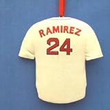3" SEMI BAS-RELIEF RESIN MANNY RAMIREZ #24 BOSTON RED SOX PLAYER JERSEY ORNAMENT - Christmas Ornament