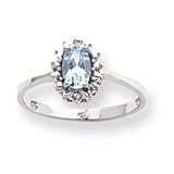14k Gold White Gold .02ct Diamond & Aquamarine Birthstone Ring