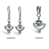 Designer Blue Topaz Earring and Pendant Set, with 16