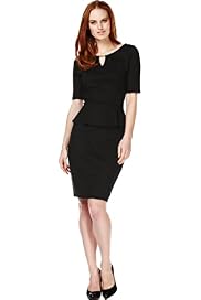 Slash Buckle Neck Peplum Shift Dress
