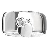 Sterling Silver Band Ring with Heart Drop Off