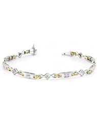 10k TWO TONE GOLD WOMENS BRACELET LB-1048 DIAMOND 0.75CT TW