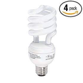 Globe 48526 23-Watt Mini Compact Fluorescent Spiral Bulb (100-Watt Incandescent Equivalent), Soft White, 4 Pack