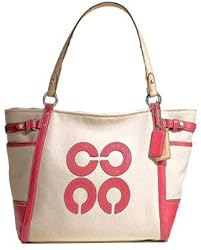 Coach Natalie Ivory White Canvas Primrose Pink Tote Bag 16756