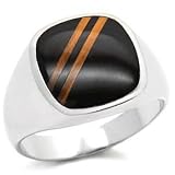 Isady - Enzo - Bague homme Chevalière - Anneau rhodie - Oeil de tigre et onyx noir