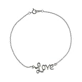 Cursive Love Sterling Silver Anklet