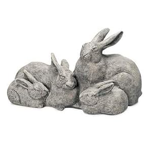 Moss Green Finish Family of Bunnies Statue by 