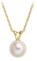Freshwater Cultured Pearl 7.0-7.5mm Pendant on 14k Yellow Gold Chain, 18"