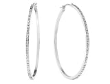 Large Diamond Hoop Earrings in 14K White Gold