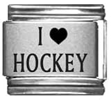 I Heart Hockey Laser Italian Charm