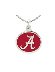 Alabama Crimson Tide Charm Pendant. Solid Sterling Silver with Enamel