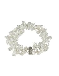 8" 7-8mm Sterling silver 2 strand freshwater cultured pearl keshi bracelet.