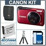 Canon Powershot A2200 Digital Camera Kit - Red - with 8GB SD Memory Card, C ....