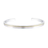 Ladies Stainless Steel with Gold Plated Groove Cuff Bracelet