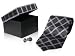 Charcoal Gray and Light Blue Matching Silk Tie and Cufflinks in Gift Box