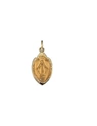 13.00x08.00 mm Badge-shaped Miraculous Medal in 14K Yellow Gold
