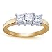 1/2 Carat Princess Diamond 14k Yellow Gold Three Stone Engagement Ring