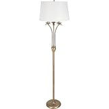 Globe Merlot One-Light Floor Lamp, Antique Brass with White Drum Shaped Shade #61750