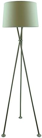 Style Selections 59.75-in Brushed Nickel Shaded Tripod Floor Lamp Indoor Floor Lamp with Fabric Shade