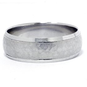Mens 950 Platinum 7MM Hammered Wedding Ring Band New