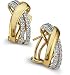 Jewelry : 1/4 ctw Two-Tone Designer Diamond Pave Swish Earrings