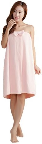 Pretty May Womens Wearable Super Soft Water Absorbent Cotton Sweet Bowknot Bath Towel Free Size (Pink)