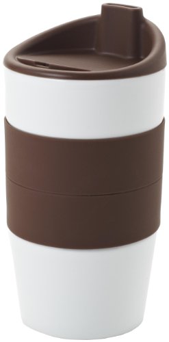 Yedi Houseware Classic Coffee and Tea 11-Ounce Double Silicone Sleeve Travel Mug, Brown