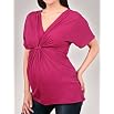 A Pea in the Pod Collection: Velvet Short Sleeve V-neck Drape Front Maternity T Shirt