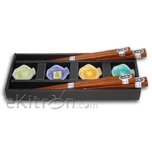 4 piece Fish Chopstick Set w/ Rests
