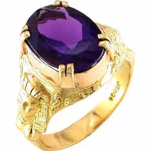 14Kt Yellow Gold Egyptian Revival Amethyst Ring