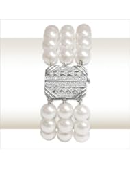 8x8.5mm AAA Quality Penelope Japanese Akoya Triple Strand Cultured Pearl Bracelet - 7 inches