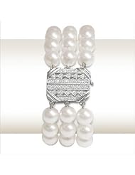 8x8.5mm AAA Quality Penelope Japanese Akoya Triple Strand Cultured Pearl Bracelet - 7 inches