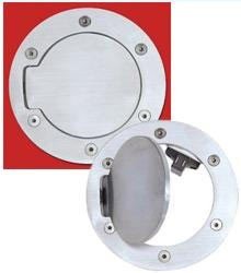 Billet Fuel Doors Aluminum Ring O.D. 7 1/8 in. Door O.D. 5 1/8 in. Brushed