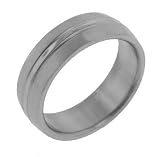 Mens Single Stripe Brushed Satin Pure Titanium Wedding Band Ring (Size 8,9,10,11,12,13,14)