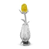 IMAGE OF Yellow Crystal Rose in Vase Figurine
