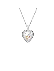 Sterling Silver Diamond Accent Heart Locket Pendant Necklace with Engraved Mom, 18"