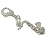 Charm argent�e - motif Saxophone avec strass approx. 16x8 mm