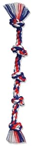 Flossy Chews Cottonblend Color 5-Knot Rope Tug, Super X-Large 72-Inch, Assorted Colors